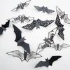 12/48pcs Halloween Decoration 3D Bat Wall Stickers Hollow Black Bat for DIY Halloween Party Horror House Scary Decal Decor