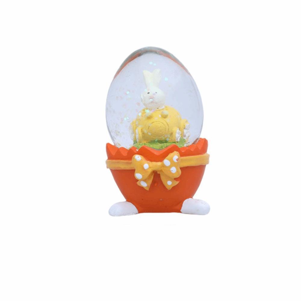 

Glass Easter Egg Ornament Eggshell Shape Rabbit Hugging Eggs Snowball Shelf Decoration 2.91x1.57x1.57 in