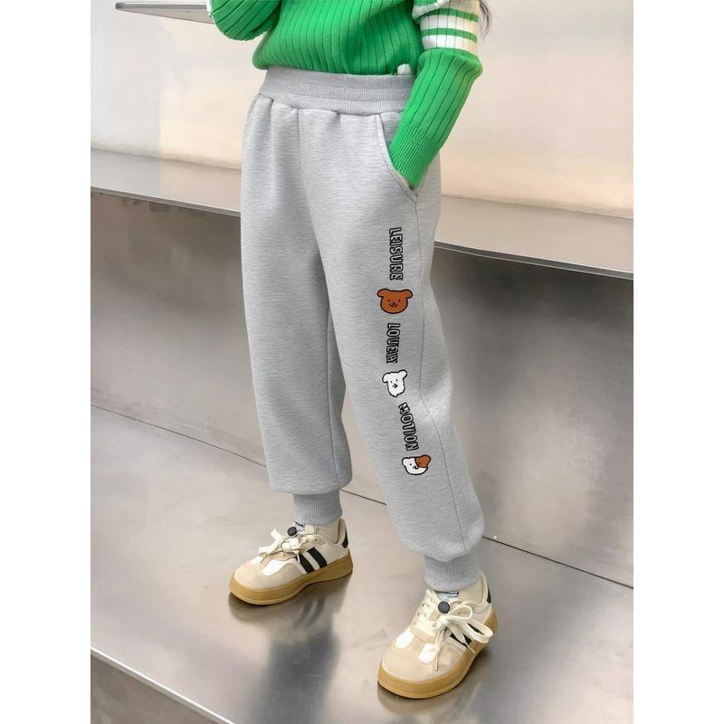 Brand Children's Clothing Export Original Children's Pants 2026 Autumn and Winter New Style Girls' Sports Pants Cartoon Fleece-Lined Long Pants