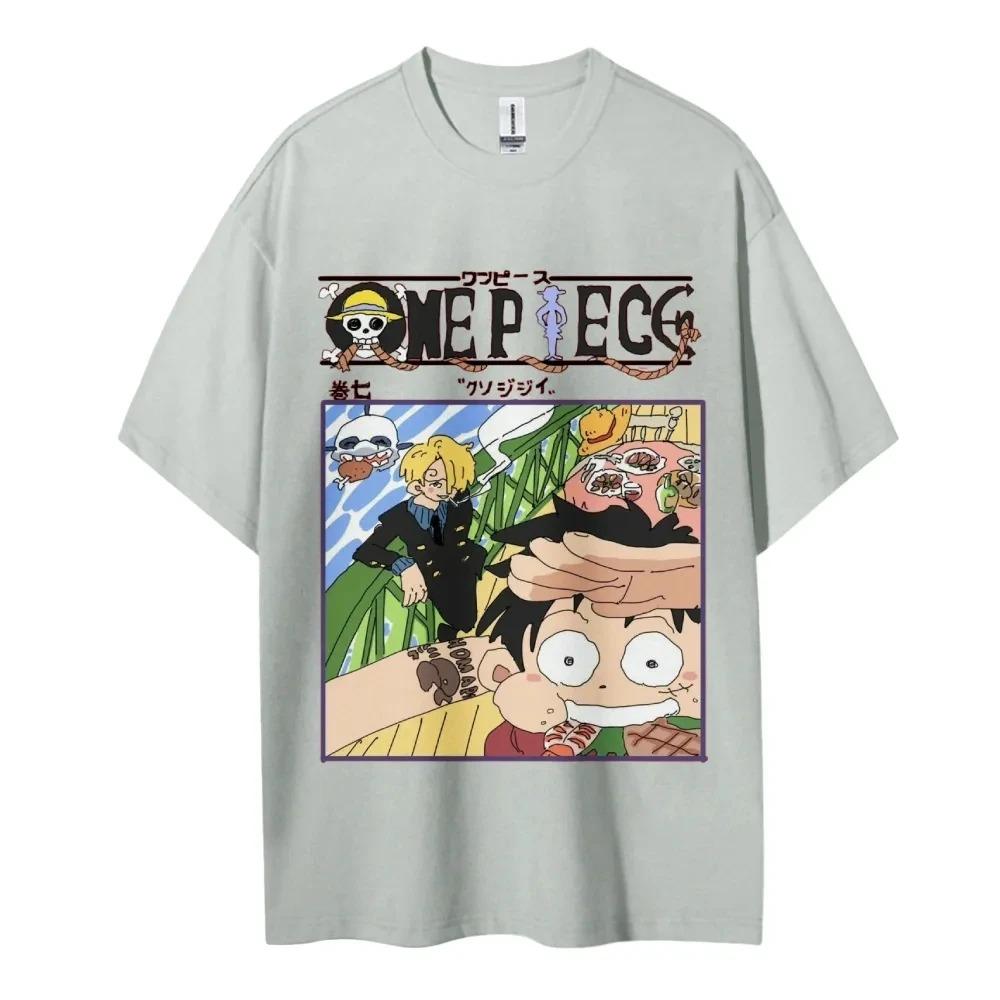 One Piece Animation Derivatives Luffy Sanji Printing Men's and Women's Summer Fashion Breathable Street Short-sleeved T-Shirt