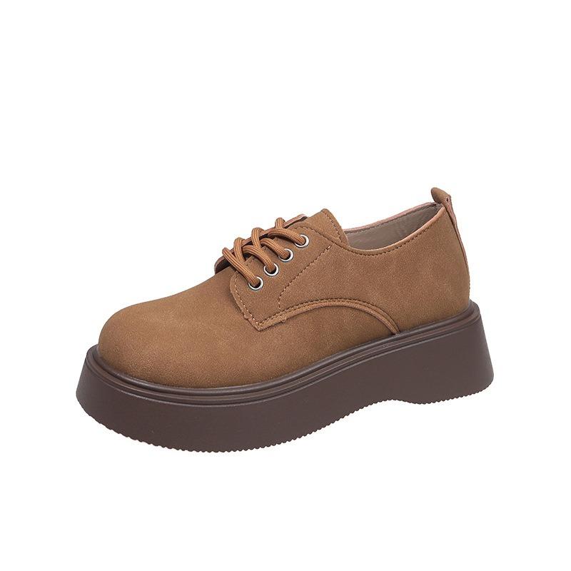 

Fashion retro round head heightened platform women s new spring trendy lace-up single shoes women 40 верблюд