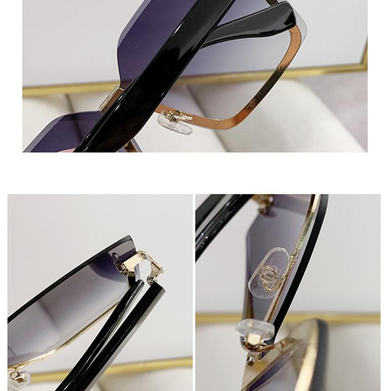 Rimless Sunglasses for Men Women Trendy Vintage Oversized One-pieces Lady Shades Eyewear Luxury Brand Design Sun Glasses