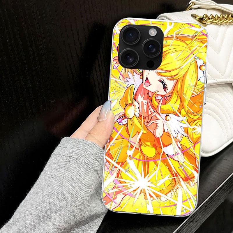 Pretty Cure Anime Case for iPhone 17 Air 16 16E 15 14 11 Pro Max Soft Phone Cover 12 13 Mini 7 SE 2020 8 Silicone Black Capa