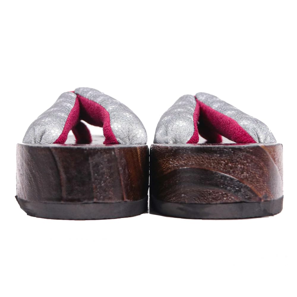 Geta in Dull Burnt Paulownia Wood for Girls [KYOETSU] (Japanese Clogs) (1 Gray, measurement_18_point_0_centimeters)