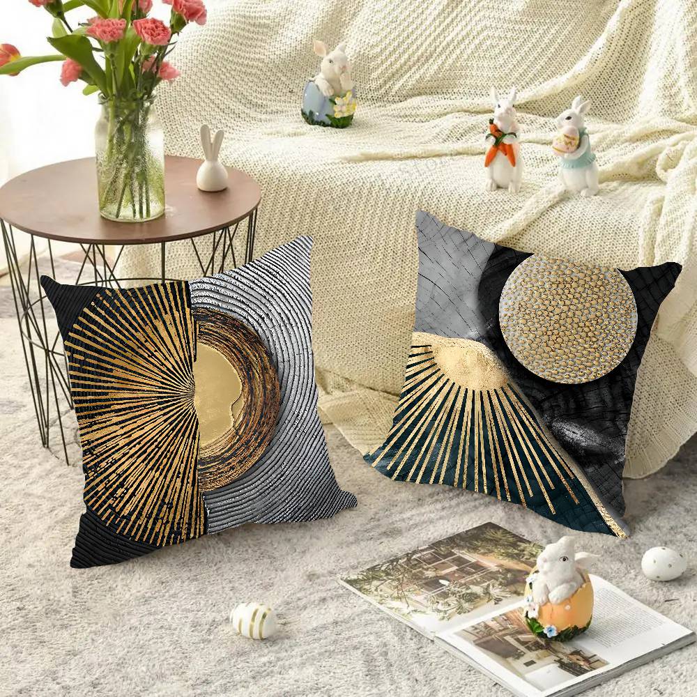 Advanced Gold Creative Annual Pillow Case Square Pillow Bedroom Sofa Leisure Comfort Cushion Car Living Room Home Decoration