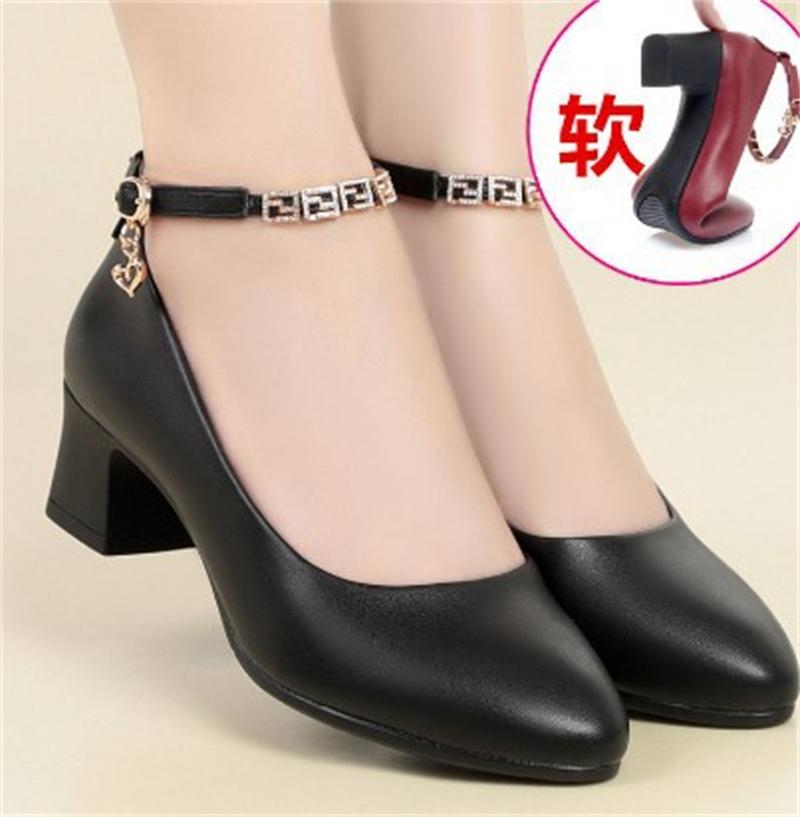Spring Autumn Comfortable Women Cute Light Party Square Heel Shoes Cool Fashion White Soft Soled Casual Leather Shoes