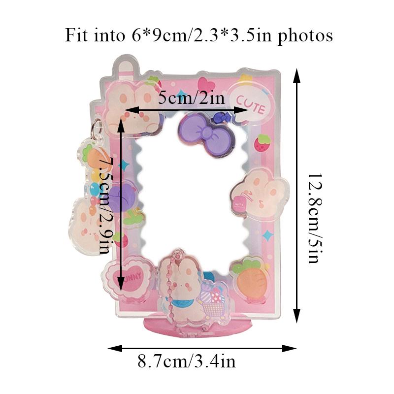 INS Acrylic Photocard Frame Cartoon Card Display Stand Photo Holder Photo Protection Card Sleeve Desktop Decor School Stationery