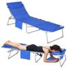Waterproof Textilene Folding Lounge Chair Outdoor Recliner with Face Arm Holes Poolside Reading Multi-functional Tanning Chair