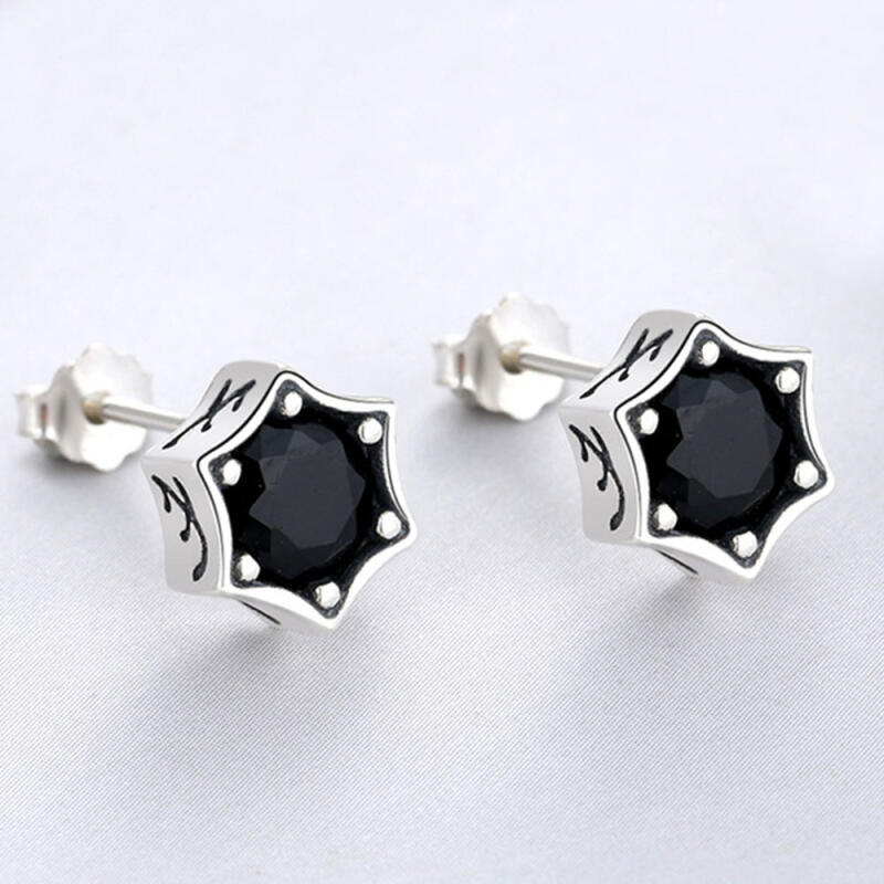 

925 Silver 925 Earrings Black Twinkle E005 Sterling Silver Earrings