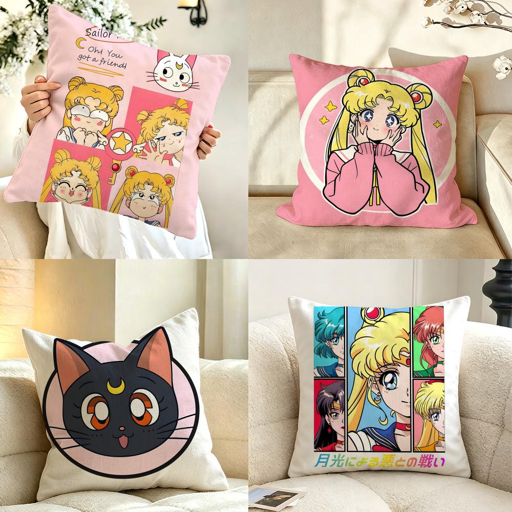 Sailor Moon Cushion Cover Pillow Case Antidustmite Pillowcase Silky Short Plush Sofa Cushion Cover Hot