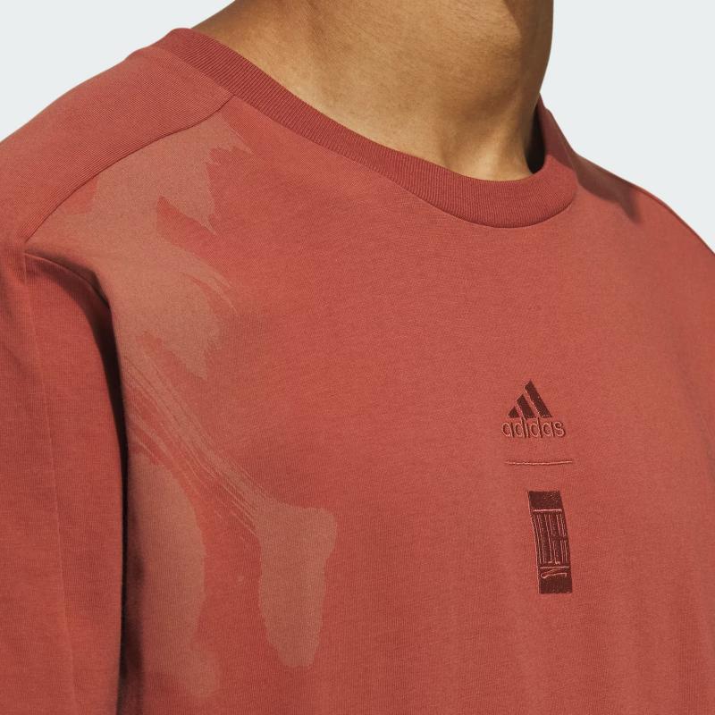 adidas Wuji Story Graphic Print Casual Sport Short Sleeve T-Shirt Men Tops Wild-Brown IT4990
