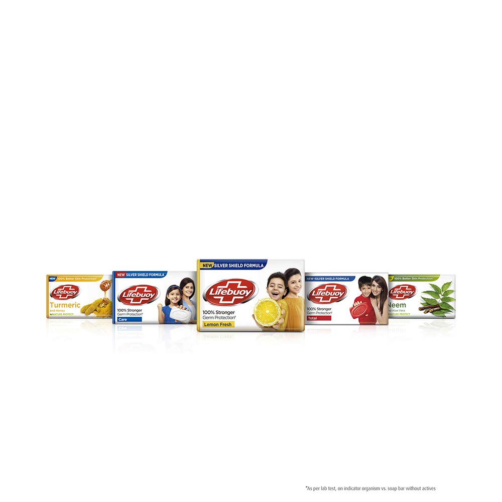 LIFEBUOY Zitronenfrische Seifenstück Packung mit 1 MIT 125G X 7 Seife (insgesamt 875g) Seifenstücke für erfrischendes Bad und Geruchskontrolle, sanfte Reinigung