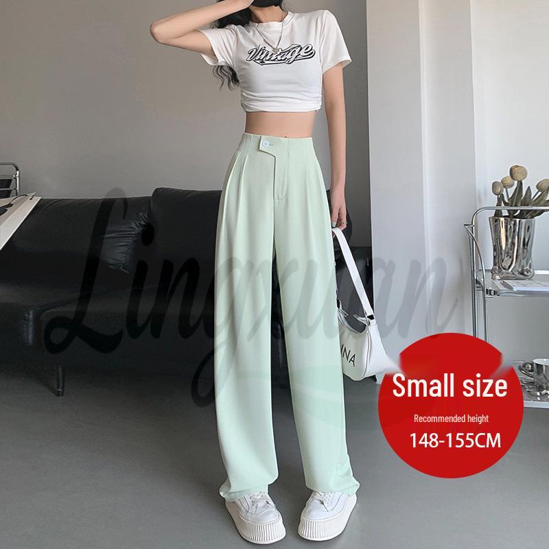 Women's Purple Ice Silk High-Waisted Wide-Leg Chiffon Pants - Summer Sun Protection, Loose Fit, Drapey Design.
