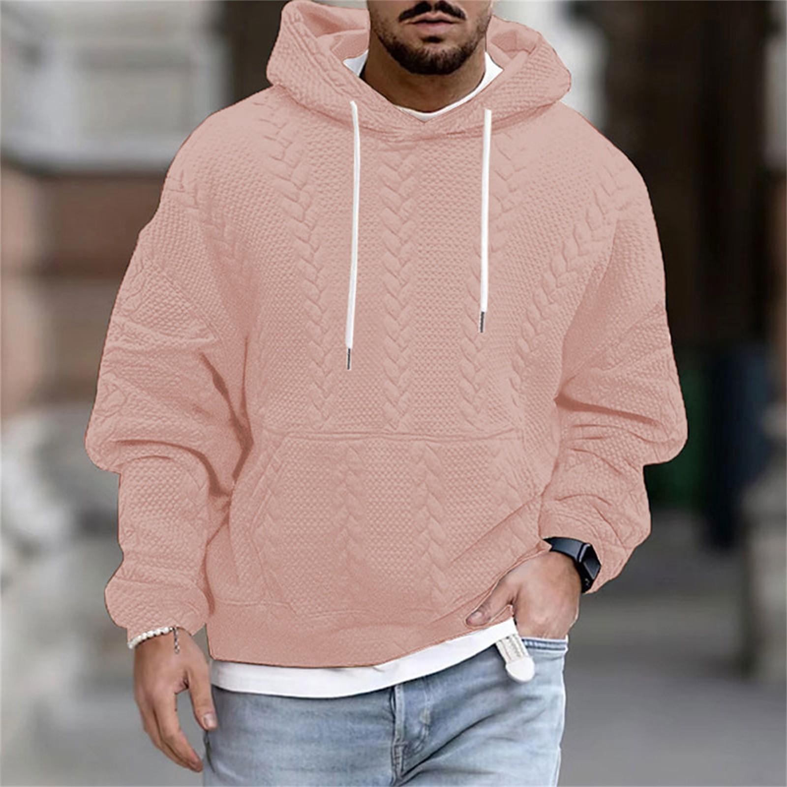 

Мужское повседневное пальто больших размеров с капюшоном и длинными рукавами, трикотажное мужское XL розовый