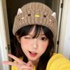 Autumn and Winter Velvet Ear Protection Knitted Hat Female Cute Kitten Wool Hat Versatile Warm