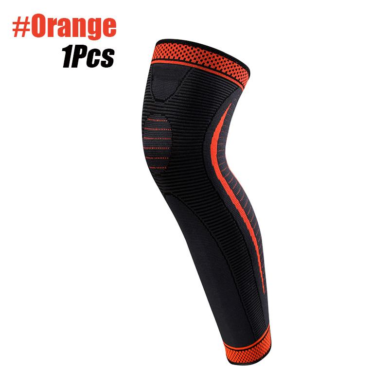 

1 шт., компрессионные рукава для ног, наколенники с длинными рукавами, поддержка колена для футбола, бейсбола, бега, езды на велосипеде, тяжелой атлетики и фитнеса XL оранжевый