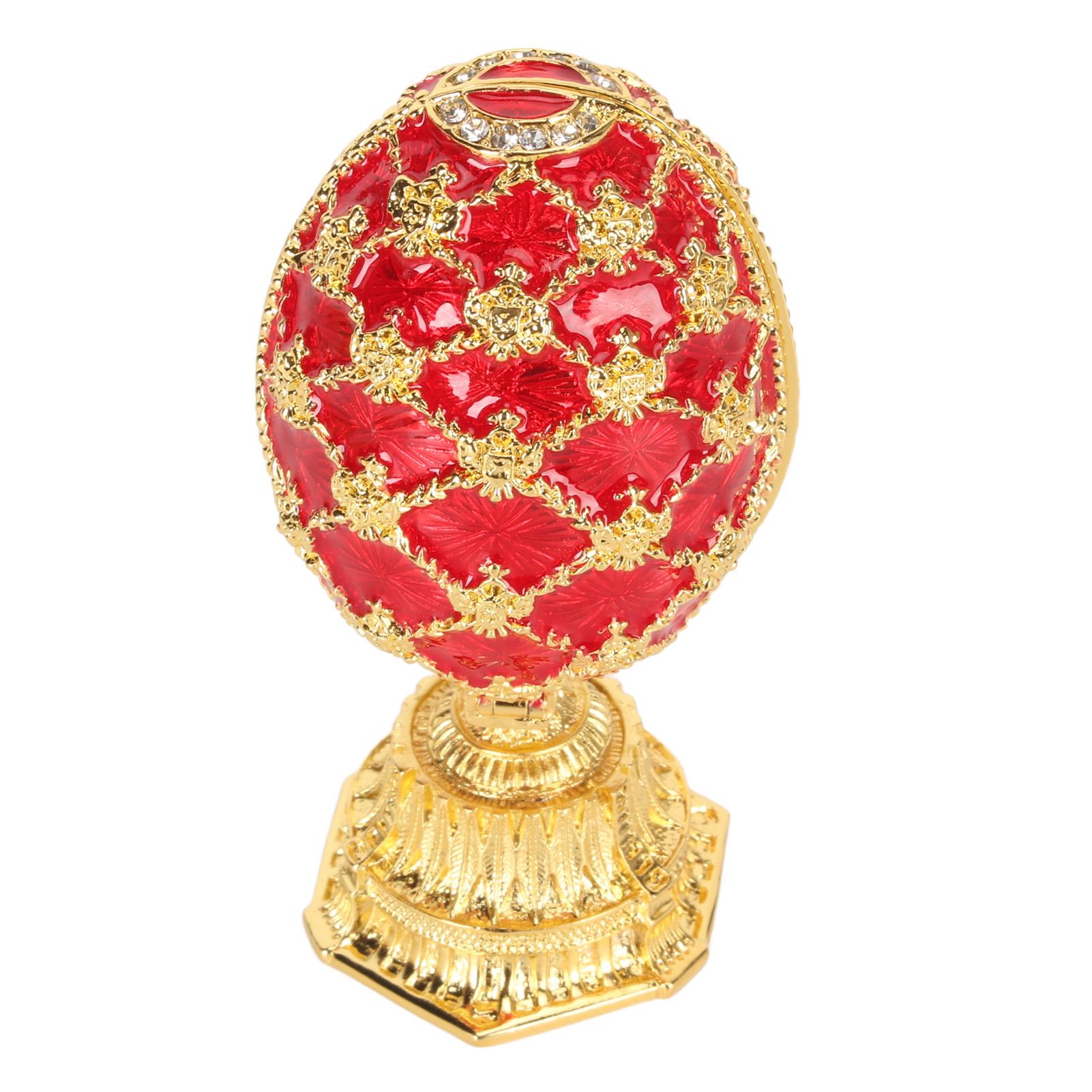 

Ручний Розписний Емальований Декоративний Шарнірний Скринька-Коштовність у Стилі Фаберже для Домашнього Декору Червоний червоний