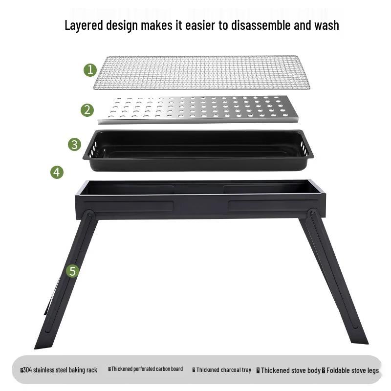 Shangkaojia Portable Stainless Steel Charcoal BBQ Grill