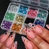 Xiaomi 12 Grids Colorful Flatback Nail Art Rhinestones Mixed Color Sparkly Flatback Resin Rhinestone Nail Charms Wedding Decorations
