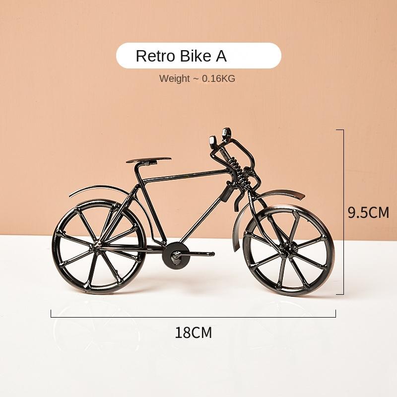 1pc Alloy Bicycle Model Vintage Ornament Retro Furnishings Simulated Bike Figurine For Home Decor Shelf Tabletop Store Christmas