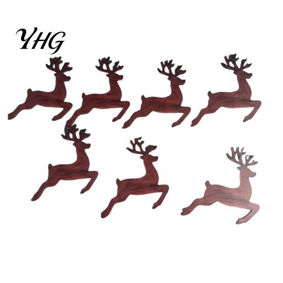 Layered Wooden Christmas Landscape 7Pcs Silhouette Lights with Warm Backlight, LED Reindeer 3D for Home Santa Sleigh Wall Decoration, Seasonal