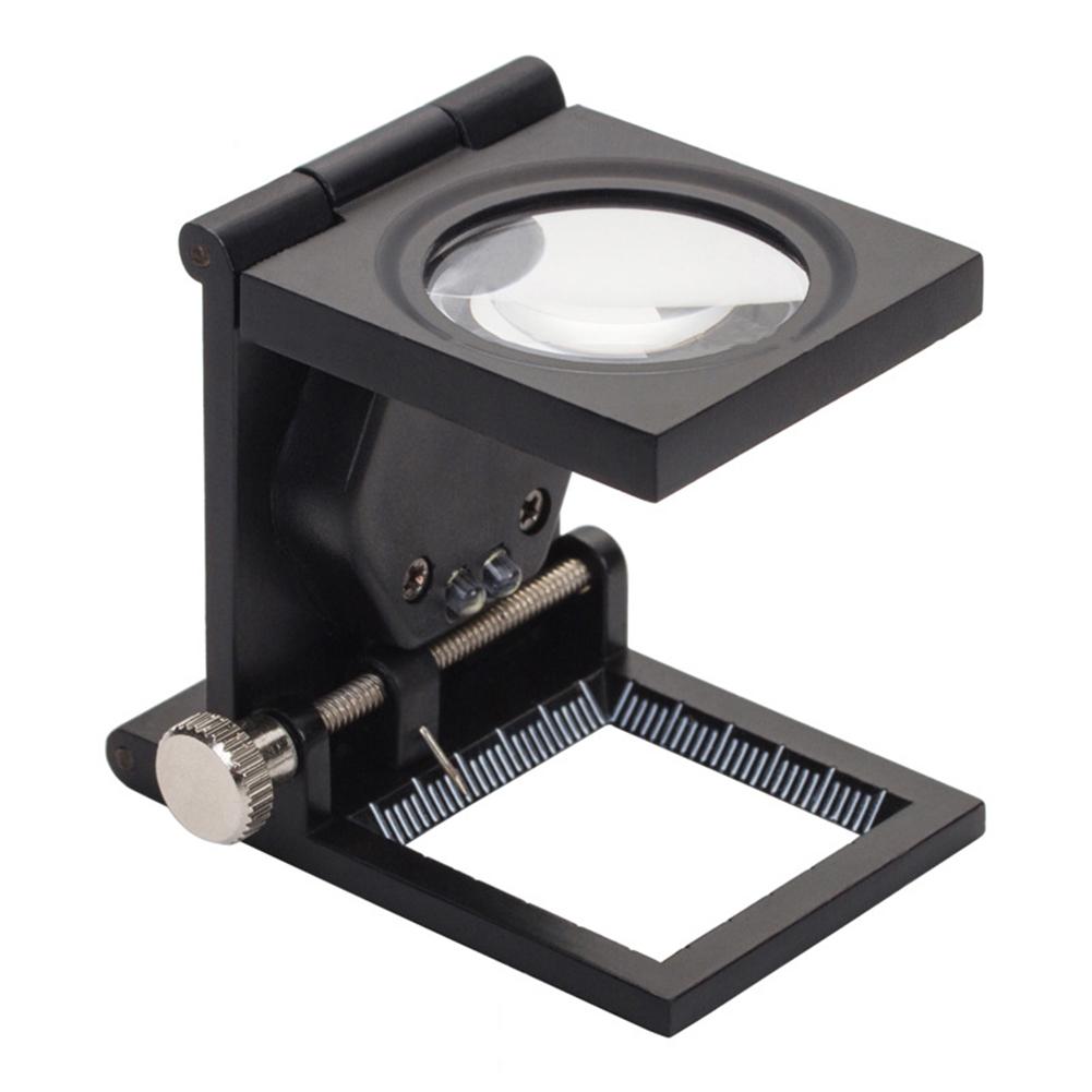 10x Table Pocket Magnifier Folding Scale Magnify With 2 Led Illuminate For Cloth Textile Fabrics Inspection