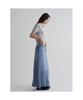 8SECONDS Linen Blended Denim Maxi Skirt Sky Blue