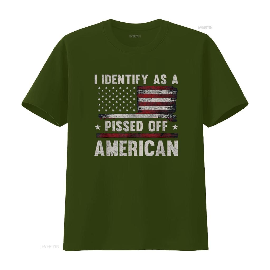 I Identify As Pissed Off American Vintage Flag T Shirt vintage Washed Unisex Top For Everyday Wear Stylish designer clothes