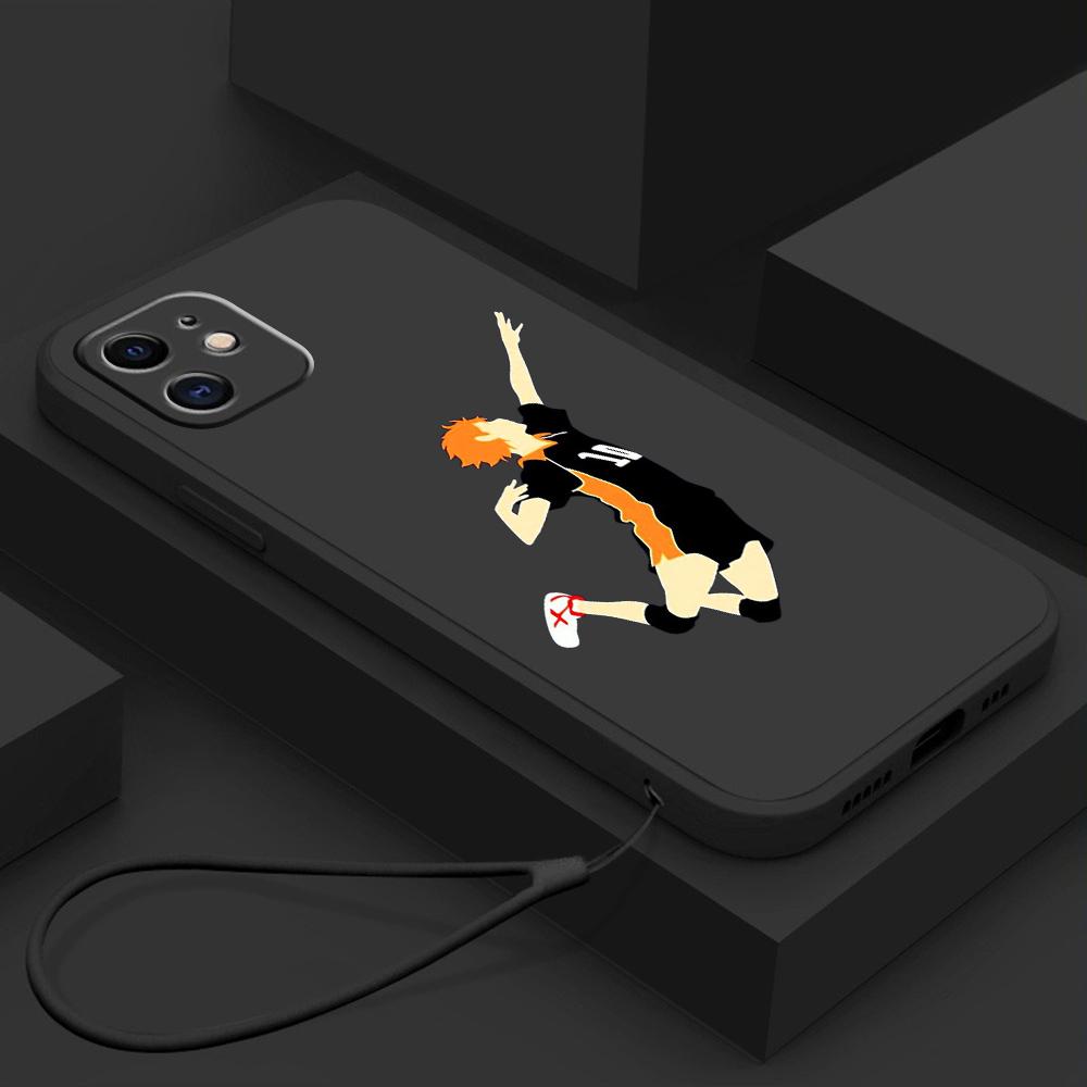 N69 Anime Haikyuu X Reader Art with Lanyard Silicone Straight Edge Phone Cases for Xiaomi Poco X5 Redmi Note 13 Pro 12C Realme Huawei Shockproof Cover