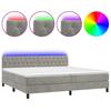 Vidaxl Łóżko Kontynentalne Z Materacem I Led, Szare 200X200Cm, Aksamit