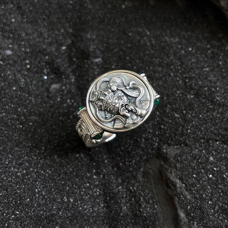 Retro Stijl Zakiram Tang Graspatroon Ring voor Mannen en Vrouwen, Modieuze en Veelzijdige Ring
