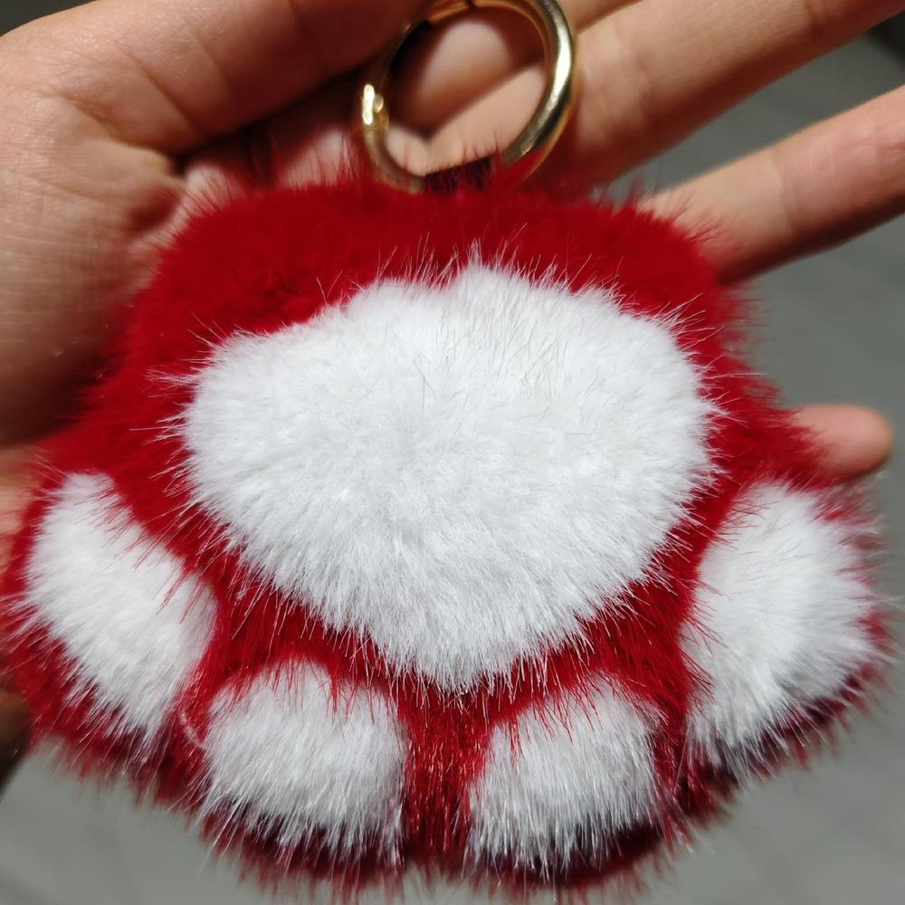 Furry Doll Cat's Paw Stuffed Keyring Stuffed Animal Plush Cat's Paw Pendant  Bag Ornaments