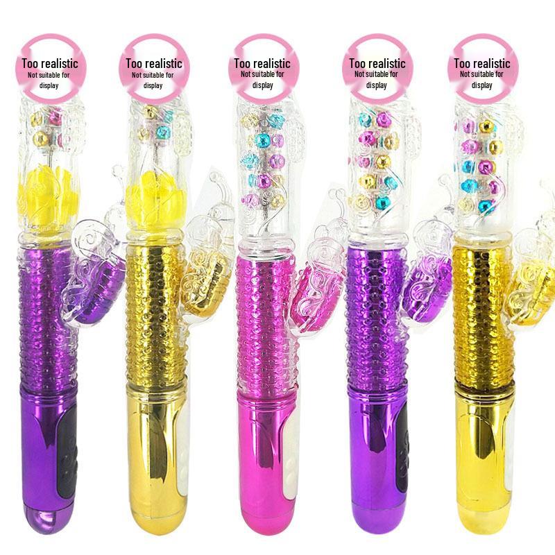 Women's Rechargeable Telescopic Rotating Bead Vibrator - Attracts Bees, Butterflies, and Provides Soothing Massage for Erotic Pleasure.