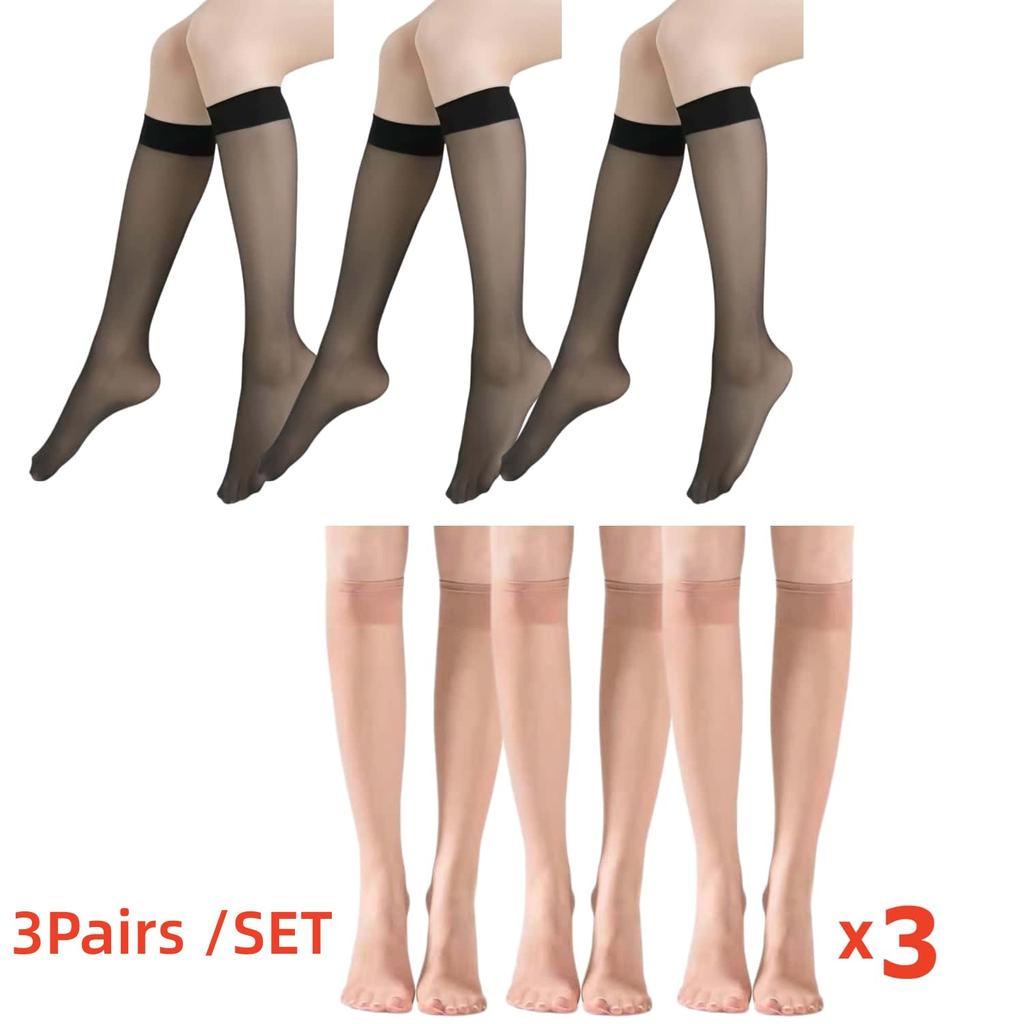 3pairs SET NEW Fashion Women's Ultra Thin Transparent Mid-Calf Glass Silk Socks Sheer Stockings for Women JK Lolita Gothic Girls