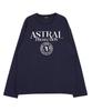 ASTRAL PROJECTION Lettering Logo Emblem Round Neck 13-Count Cotton Long Sleeve T-Shirt_Navy