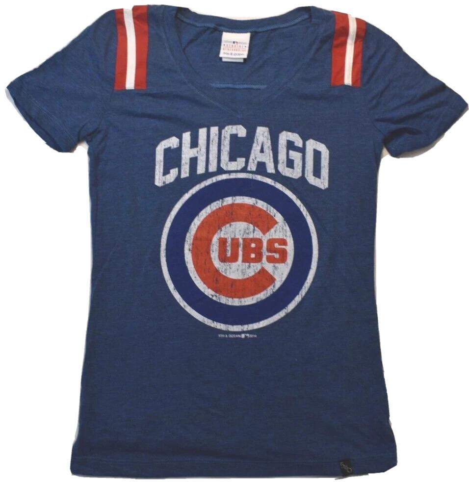 

5th & Ocean Womens MLB Chicago Cubs Baseball Distressed Print Shirt New S, L S