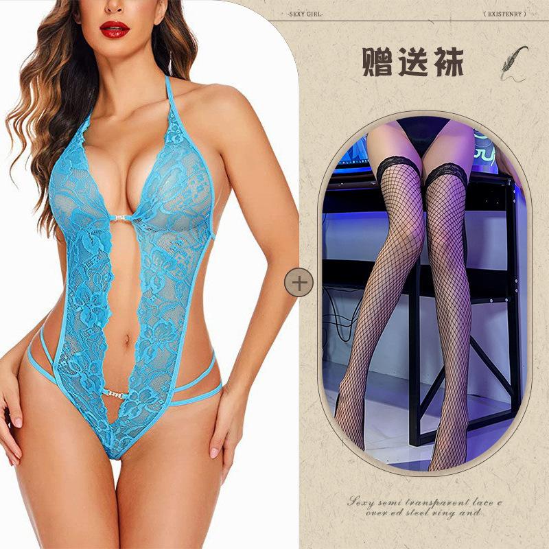 European and American sexy lingerie perspective backless body sculpting lace