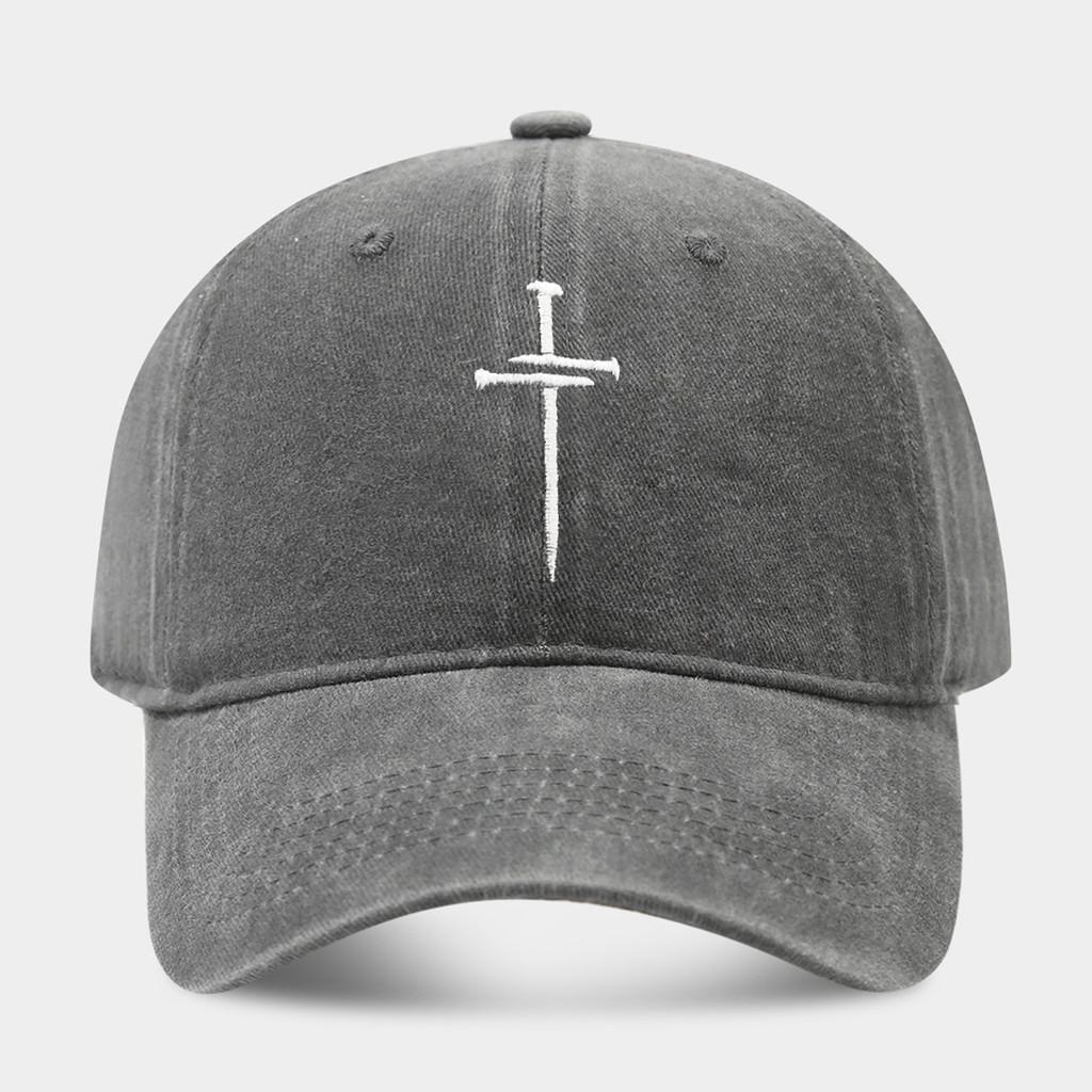 Streetwear Baseball Cap With Cross Stud Embroidery For Casual Men Women