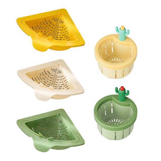 Cactus Sink Strainer Basket Kitchen Drain Filter with Wide Divider & Rotating Design Anti-Clog Anti-Odor Press Automatic Dumping Basket for Home