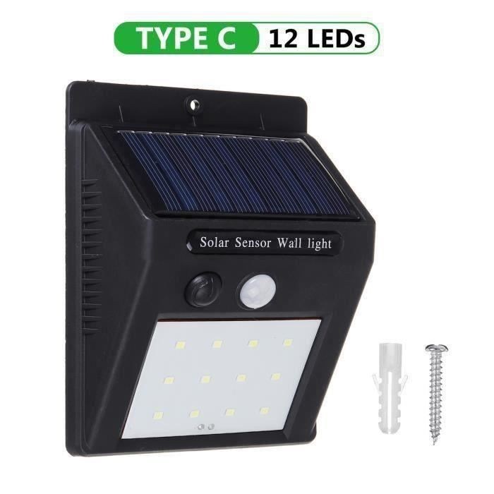 Applique murale - MSD - Lampe solaire - 12 LED - Détecteur de mouvement - Étanche IP65