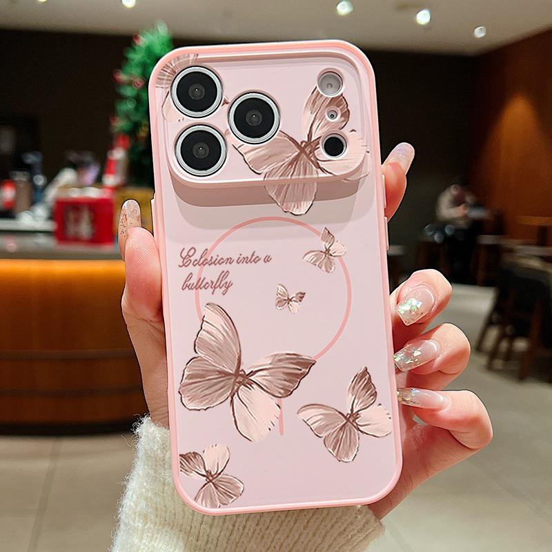 Butterfly Bowknots Pattern Case For iPhone 17 Pro Max Funda iPhone 16 15 14 13 Pro Max Magnetic For Magsafe Hybrid Slim Matte Cover