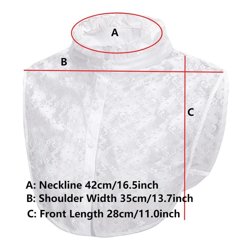 Female Lace Detachable Collar Vintage Solid Stand Fake Collar Blouse Top Adjustable Women Clothes Ladies False Collar