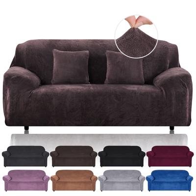 Stretch fluwelen bankhoezen voor woonkamer 1/2/3/4-zits all-inclusive pluche bankhoezen elastische hoes bank hoes handdoek