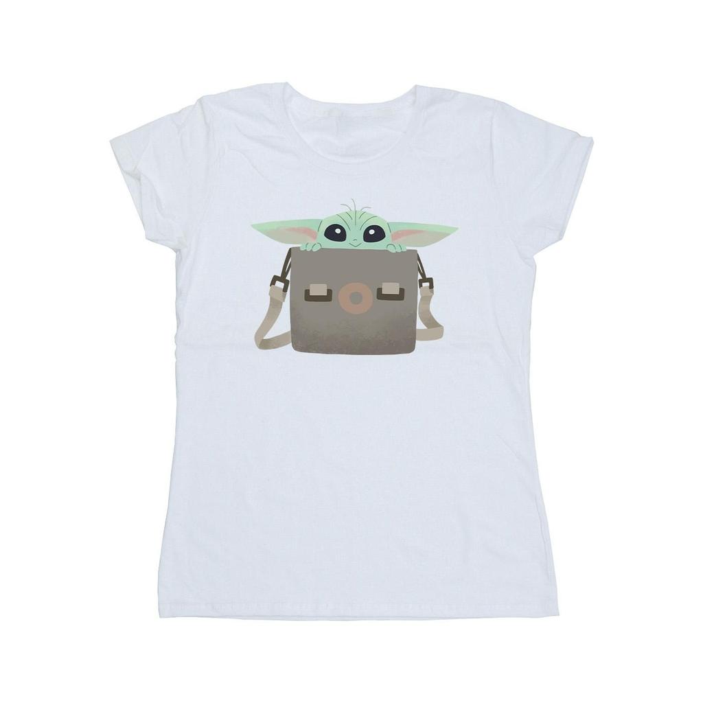 STAR WARS Womens/Ladies The Mandalorian Grogu Luggage Cotton T-Shirt