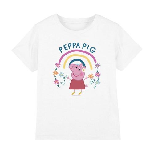 

Peppa Pig Childrens/Kids Floral Rainbow T-Shirt 9-10 Years білий
