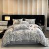 Thickened Milk Fleece Light Luxury Wide-Edge French Printing Four-Piece Double-Sided Fleece Flannel Fleece Bedding