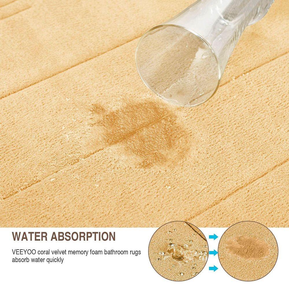 New 40*60cm Bath Mat Dry Fast Soft Memory Foam Mat Anti-skid Striped Coral Velvet Water Absorption Mat Home Floor