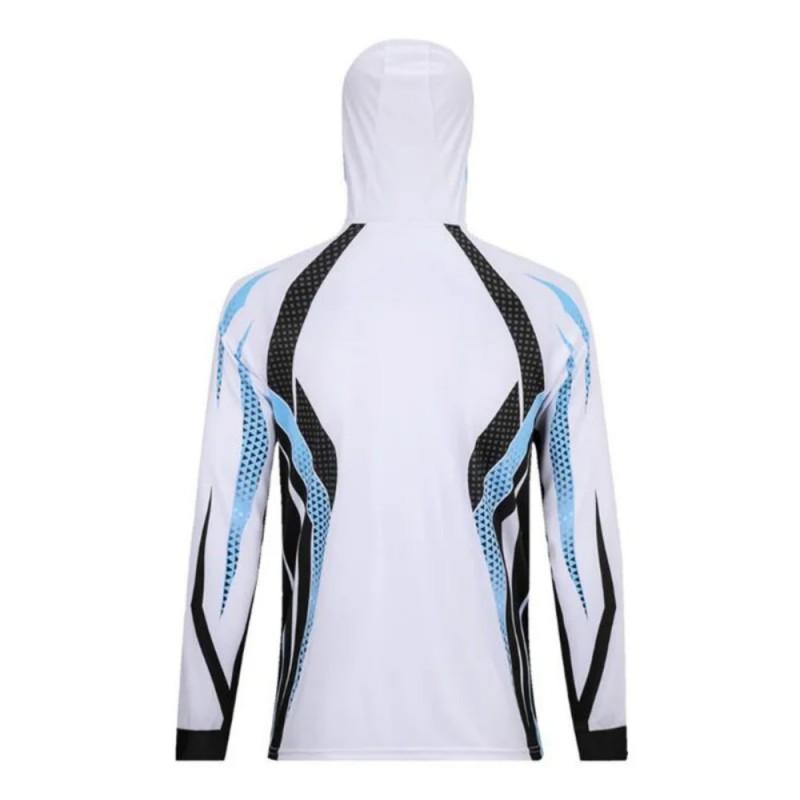 Mens Hooded Zip-Up Fishing Shirt UV Protection Quick Dry Breathable Long Sleeve Outdoor Sun Top