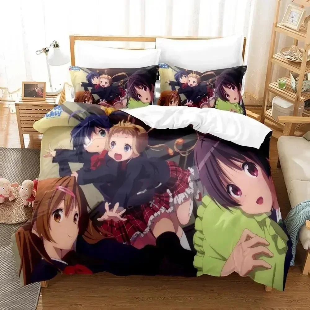 Kawaii Girl Love Chunibyo Other Delusions Bedding Set Printed With Pillowcase Duvet Cover Soft Queen King Size Bedclothes Home