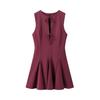 2025 Spring Women's Wavy Hem Dress with Bow Decoration